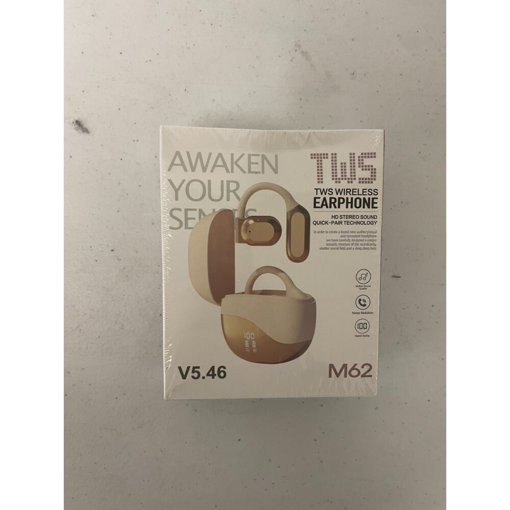 TWS WIRELESS EARPHONE M62 V5.46 HD Stereo Sound Quick-Pair Technology Cream New